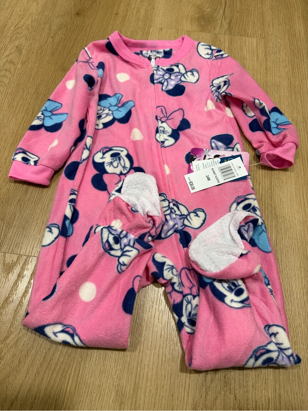 Disney Pink Minnie Mouse Fleece Footed One-Piece